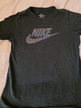 Nike Black Tee with Iridescent Logo Accent